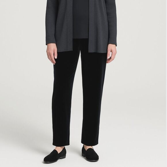 EILEEN FISHER Black Velvet Pants Trousers   Women's Size Large - Picture 1 of 9